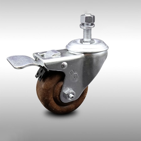 Service Caster 3 Inch SS High Temp Glass Filled Nylon 1/2 Inch Stem Caster with Total Lock Brake SCC-SSTSTTL20S314-GFNSHT-121315